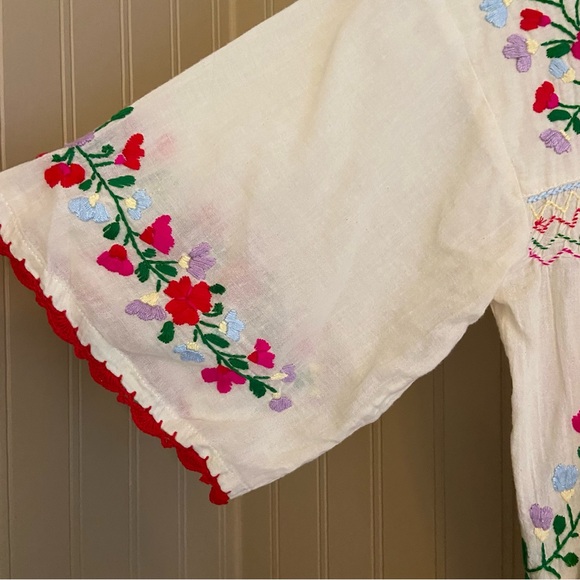 Designer “La Marina” Embroidered Mexican Blouse By Siren 10% Cotton Women’s M-L - Picture 5 of 9